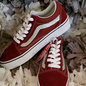 Sz womens 7 wine color bling vans